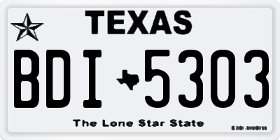 TX license plate BDI5303