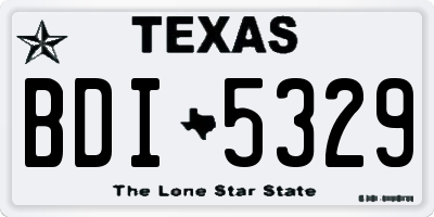 TX license plate BDI5329