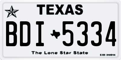 TX license plate BDI5334