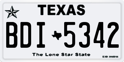 TX license plate BDI5342