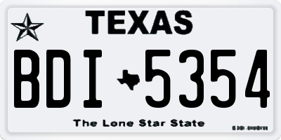 TX license plate BDI5354