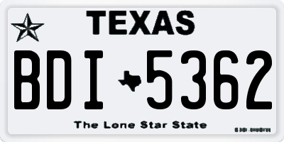 TX license plate BDI5362
