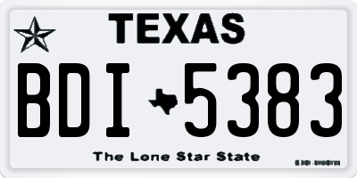 TX license plate BDI5383