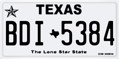 TX license plate BDI5384