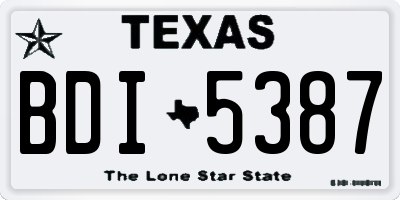 TX license plate BDI5387