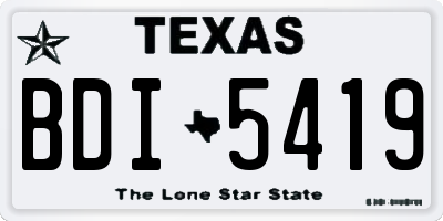 TX license plate BDI5419