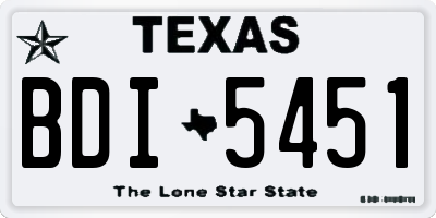 TX license plate BDI5451