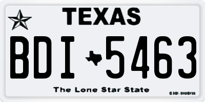 TX license plate BDI5463