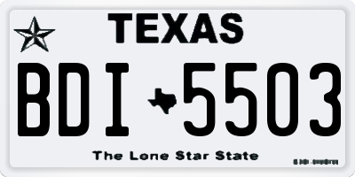 TX license plate BDI5503