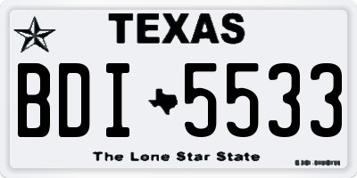 TX license plate BDI5533