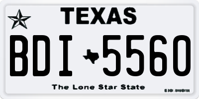 TX license plate BDI5560
