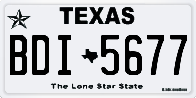 TX license plate BDI5677
