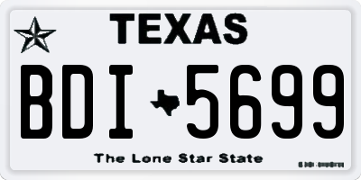 TX license plate BDI5699
