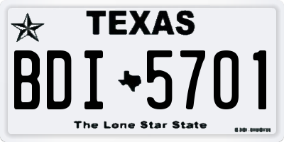 TX license plate BDI5701