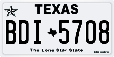 TX license plate BDI5708