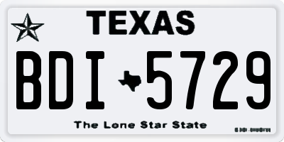 TX license plate BDI5729