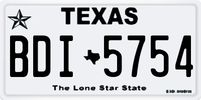 TX license plate BDI5754