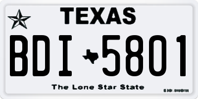 TX license plate BDI5801