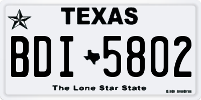 TX license plate BDI5802
