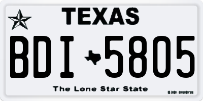 TX license plate BDI5805
