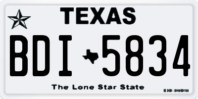 TX license plate BDI5834