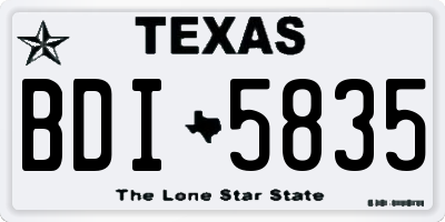 TX license plate BDI5835
