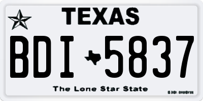 TX license plate BDI5837