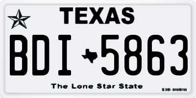 TX license plate BDI5863