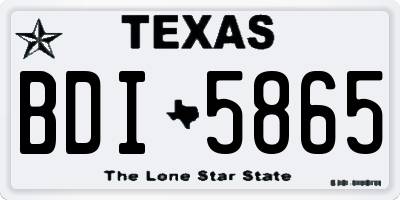 TX license plate BDI5865