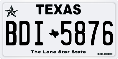 TX license plate BDI5876