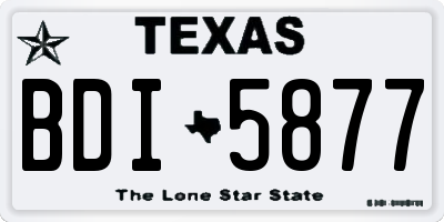 TX license plate BDI5877