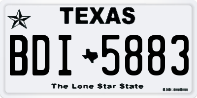 TX license plate BDI5883