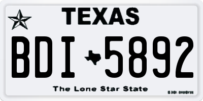 TX license plate BDI5892