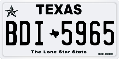 TX license plate BDI5965