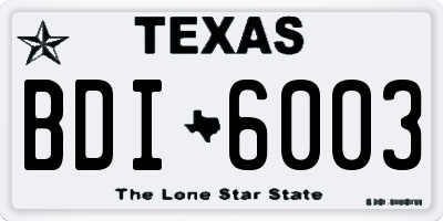 TX license plate BDI6003