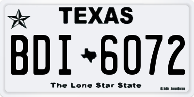 TX license plate BDI6072