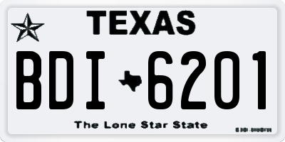 TX license plate BDI6201