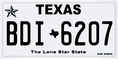 TX license plate BDI6207