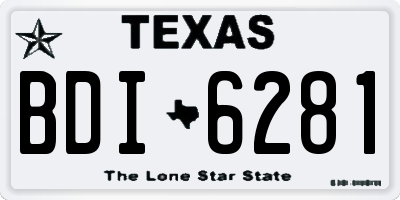 TX license plate BDI6281