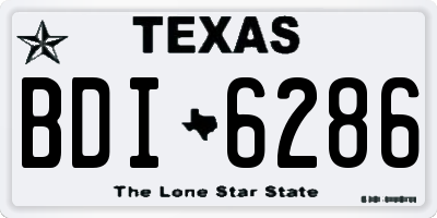 TX license plate BDI6286
