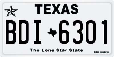 TX license plate BDI6301