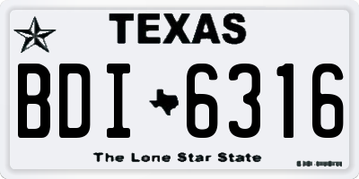 TX license plate BDI6316