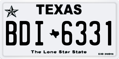 TX license plate BDI6331