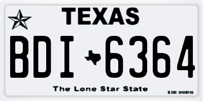 TX license plate BDI6364