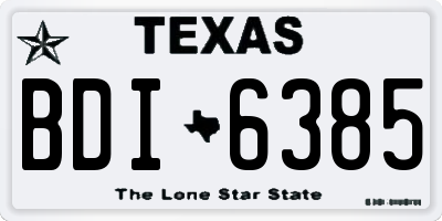 TX license plate BDI6385