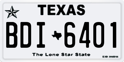 TX license plate BDI6401