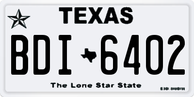 TX license plate BDI6402