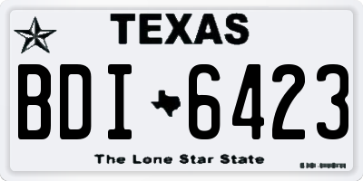 TX license plate BDI6423