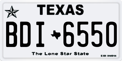 TX license plate BDI6550