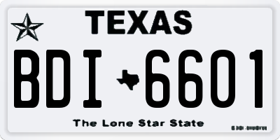 TX license plate BDI6601